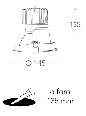 Faretto Bianco Tondo Incasso Controsoffittatura Led 20 watt Luce Naturale
