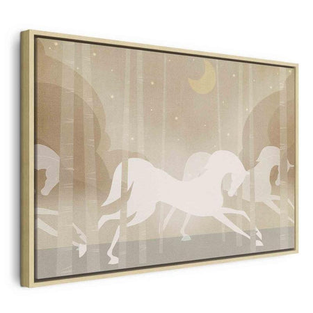 Quadro - Moon Horses - Horses Galloping Among Trees on a Starry Night