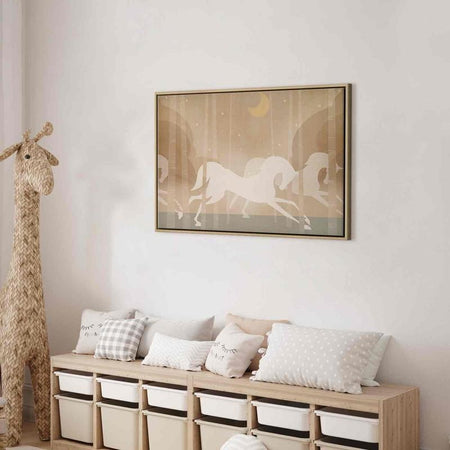 Quadro - Moon Horses - Horses Galloping Among Trees on a Starry Night