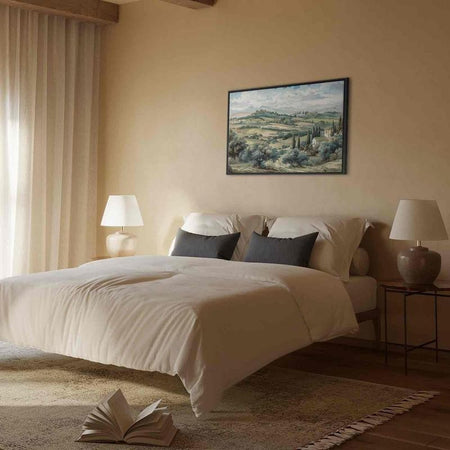 Quadro - Landscape with Green Fields and Trees Tuscan Sunny View