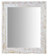 Biscottini Specchio Specchiera da parete e appendere verticale/orizzontale L64xPR4xH74 cm finitura bianco anticato