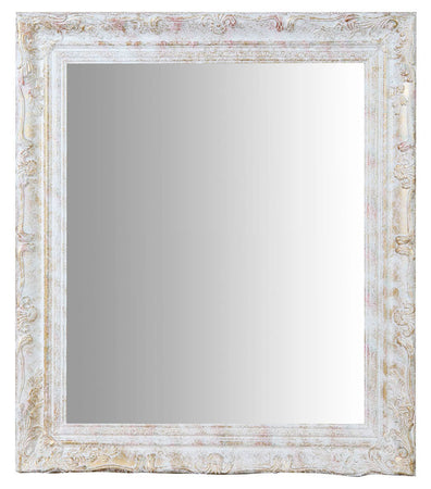 Biscottini Specchio Specchiera da parete e appendere verticale/orizzontale L64xPR4xH74 cm finitura bianco anticato