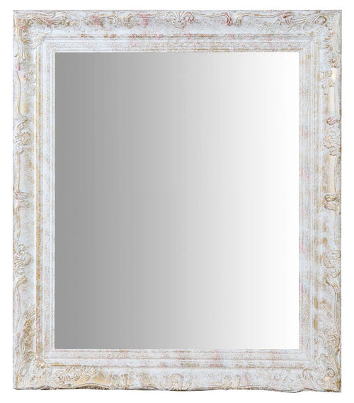 Biscottini Specchio Specchiera da parete e appendere verticale/orizzontale L64xPR4xH74 cm finitura bianco anticato