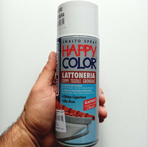 Saratoga Bianco Grigio semilucido bomboletta vernice happy color lattoneria spray 400ml per lamiera legno ferro muro carta