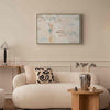 Quadro - Fairy-Tale Moon - Pastel Moon with Balloons Among Colorful Clouds and Stars in Subdued Colors on a Light Backgr
