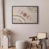 Quadro - Joyful Sky - Yellow Cheerful Stars with a Rainbow Against the Phases of the Moon in a Light Beige Sky Hue