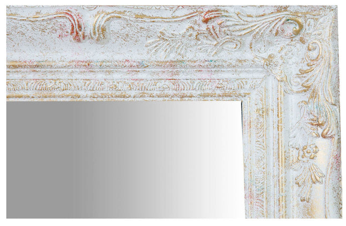 Biscottini Specchio Specchiera da parete e appendere verticale/orizzontale L64xPR4xH74 cm finitura bianco anticato