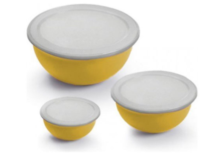 Set 4 Ciotola con tappi  scodella da cucina moderna in tinta unita da 0.5 lt