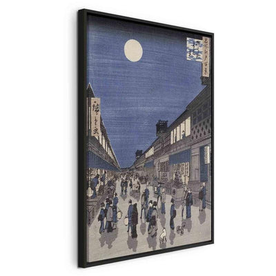 Quadro - Night time view of Saruwaka Street from Meisho Edo Hyakkei (One Hundred Views of Edo) (Utagawa Hiroshige)