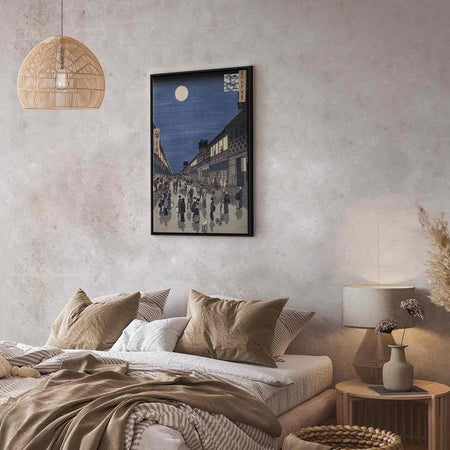 Quadro - Night time view of Saruwaka Street from Meisho Edo Hyakkei (One Hundred Views of Edo) (Utagawa Hiroshige)