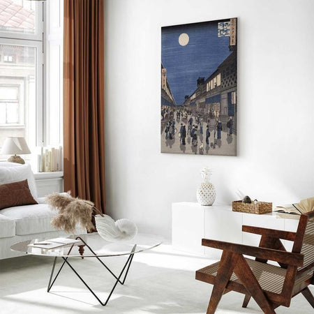 Quadro - Night time view of Saruwaka Street from Meisho Edo Hyakkei (One Hundred Views of Edo) (Utagawa Hiroshige)