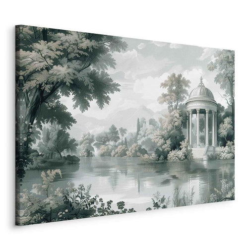 Quadro - View of the Park and Lake Retro Vintage Landscape in Greens