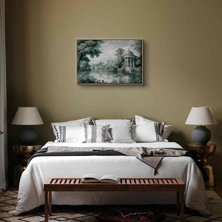 Quadro - View of the Park and Lake Retro Vintage Landscape in Greens
