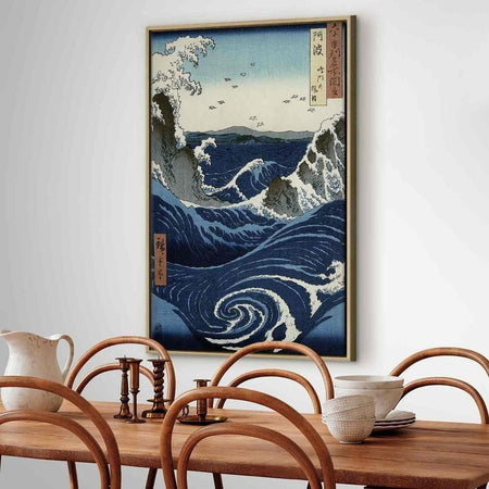 Quadro - View of the Naruto whirlpools at Awa from the series Rokuju-yoshu Meisho zue (Utagawa Hiroshige)