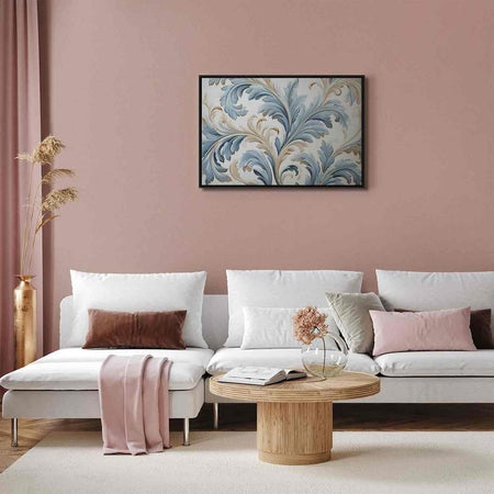 Quadro - Baroque Ornaments in Light Cream-Blue Hues