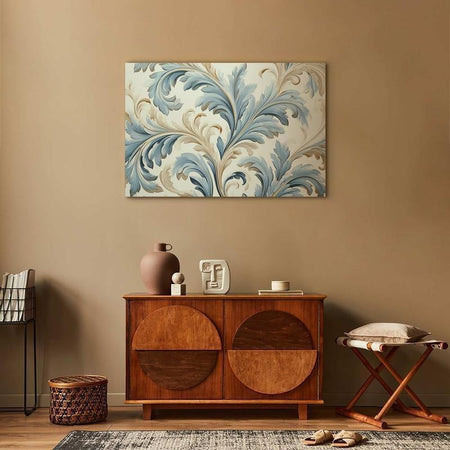 Quadro - Baroque Ornaments in Light Cream-Blue Hues