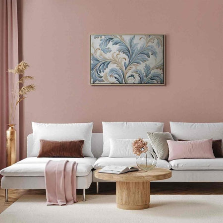 Quadro - Baroque Ornaments in Light Cream-Blue Hues