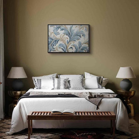 Quadro - Baroque Ornaments in Light Cream-Blue Hues