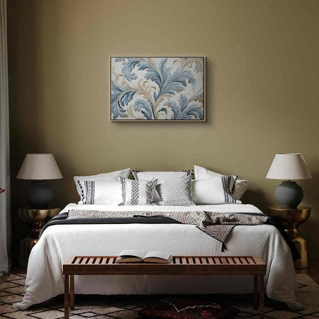 Quadro - Baroque Ornaments in Light Cream-Blue Hues