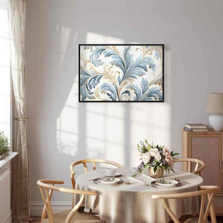 Quadro - Baroque Ornaments in Light Cream-Blue Hues