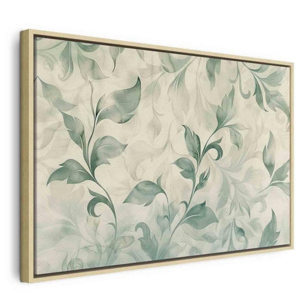 Quadro - Watercolor Botanical Motif Delicate Green-Beige Leaves