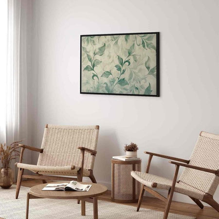Quadro - Watercolor Botanical Motif Delicate Green-Beige Leaves