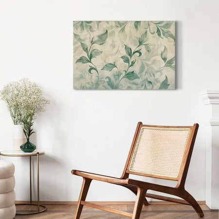 Quadro - Watercolor Botanical Motif Delicate Green-Beige Leaves