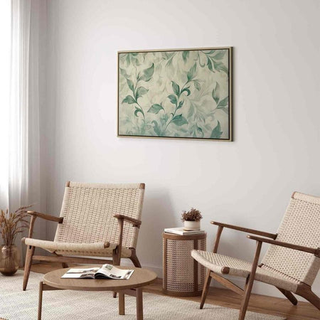 Quadro - Watercolor Botanical Motif Delicate Green-Beige Leaves