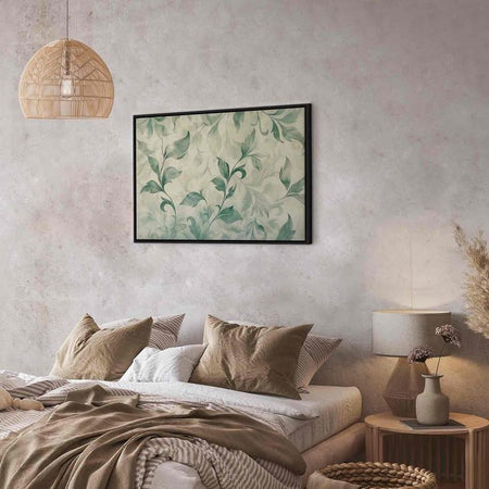 Quadro - Watercolor Botanical Motif Delicate Green-Beige Leaves