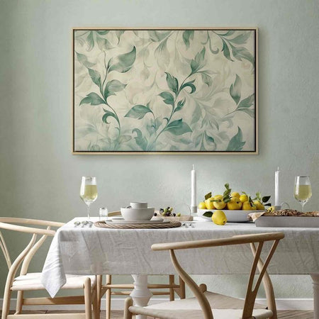 Quadro - Watercolor Botanical Motif Delicate Green-Beige Leaves