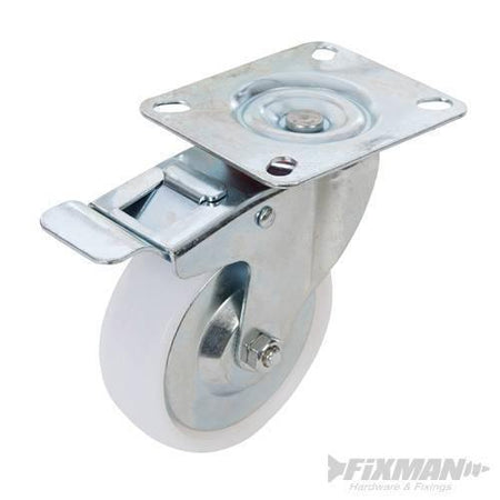 Rotelle girevoli in polipropilene anti traccia con freni da 50mm a 125mm fixman