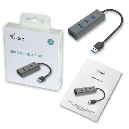 I-TEC CAVO USB 3.0 METAL PASS HUB 4 PORT WITHOUT POWER ADAPTER FOR NOTEBOOK ULTRABOOK TABLET PC WINDOWS AND MAC OS