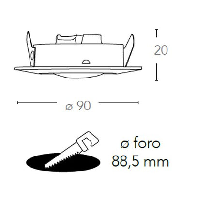 Faretto Policarbonato Nikel Tondo Incasso Cartongesso Led 5 watt Luce Calda