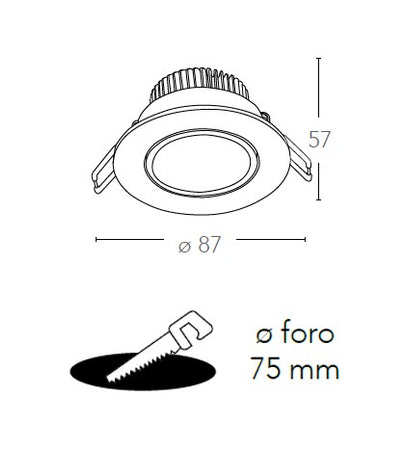 Faretto Tondo Orientabile Alluminio Silver Incasso Cartongesso Led 6 watt Luce Naturale
