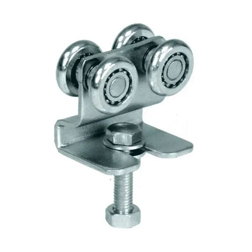 Ibfm art. 338/4 carrello in acciaio zincato con staffa e 4 ruote da 24m per monorotaia 339P