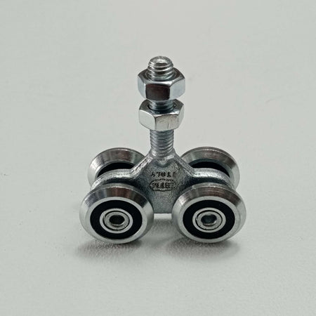 Ibfm art. 331 carrello in acciaio zincato con perno e 4 ruote da 24m per monorotaia 339P