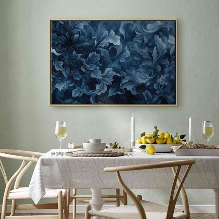 Quadro - Abstract Ornaments Dark Blue Victorian Leaves