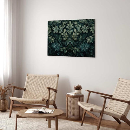 Quadro - Dark Green Victorian Leaves: Botanical Carved Composition