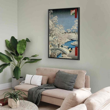 Quadro - Drum bridge and Setting Sun Hill at Meguro from the series (Utagawa Hiroshige)