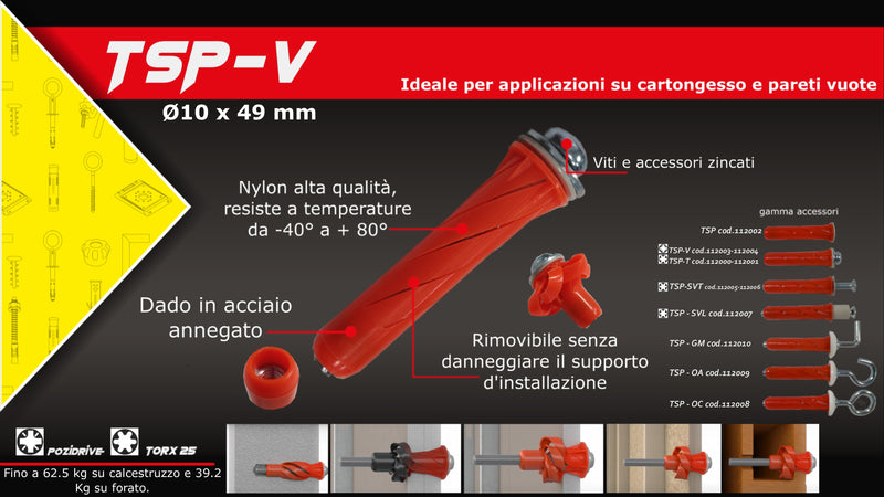 Nobex TSP 10x49mm occhiolo aperto tassello in nylon per cartongesso