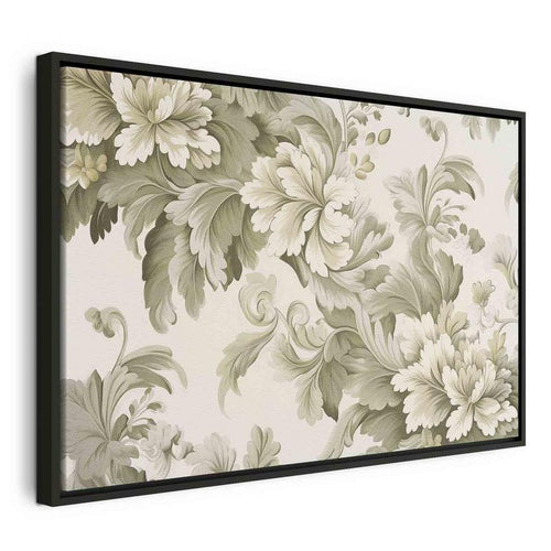 Quadro - Retro Vintage Flowers in Delicate Cream and Green Colors