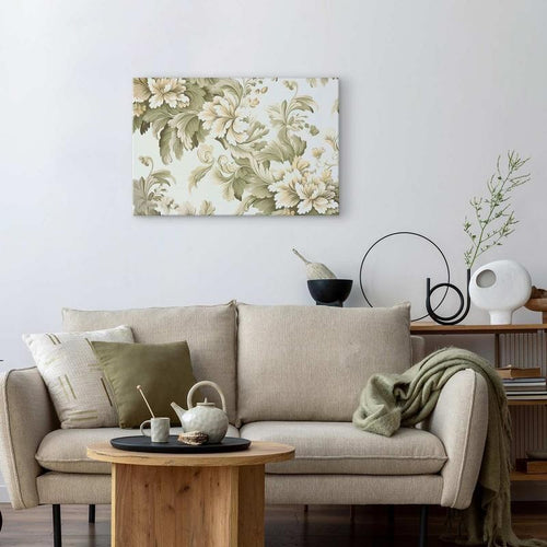 Quadro - Retro Vintage Flowers in Delicate Cream and Green Colors