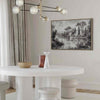 Quadro - Black and White Vintage Landscape Retro View of a Pond with a Boat