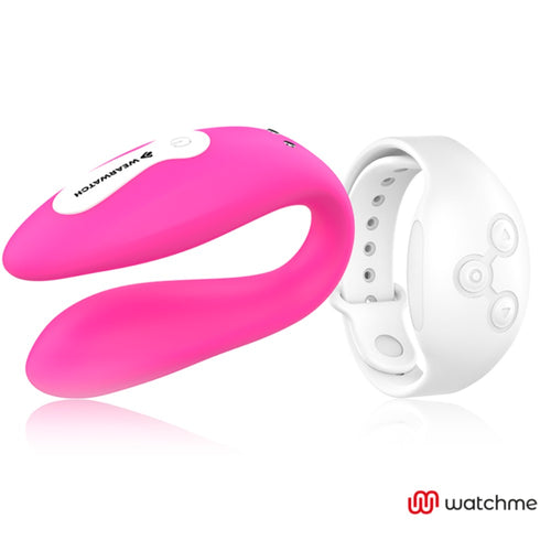 Doppio Vibratore di coppia con orologio telecomando Watchme Fucsia Bianco