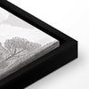 Quadro - Black and White Vintage Landscape Retro View of a Pond with a Boat