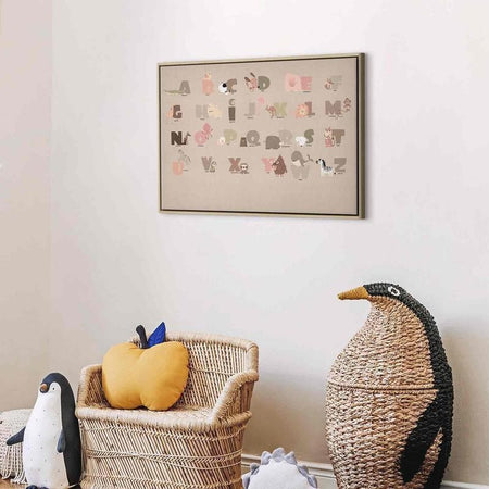 Quadro - Alphabet at the Zoo - Joyful Animals and Their Names on a Beige Background