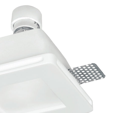 Faretto Incasso Scomparsa Quadrato Gesso Verniciabile diffusore Vetro GU10