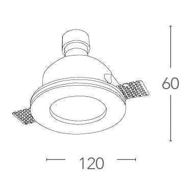 Faretto a Incasso Scomparsa Controsoffitto Tondo Gesso Verniciabile diffusore Vetro GU10