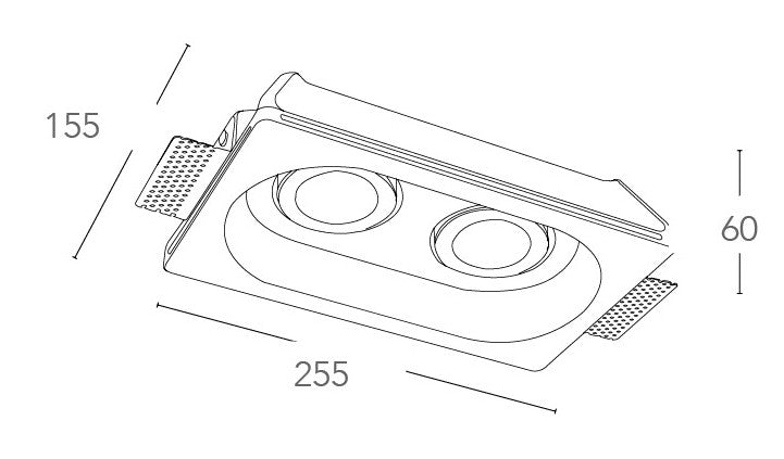 Incasso Scomparsa 2 Faretti Orientabili Gesso Verniciabile Controsoffitto GU10