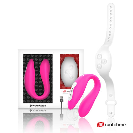 Doppio Vibratore di coppia con orologio telecomando Watchme Fucsia Bianco
